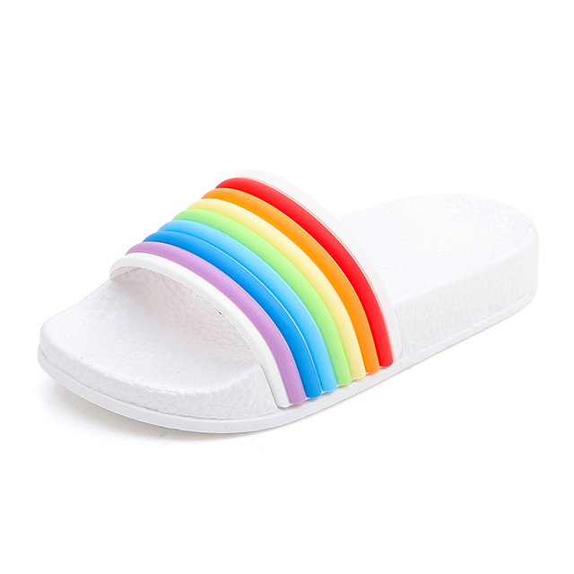 Outdoor Summer Beach Rainbow Color Slippers Men Slide Sandals