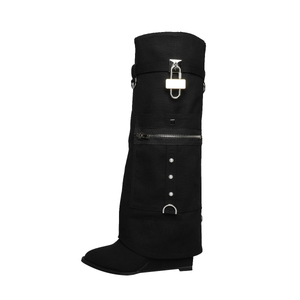 Denim Cowboy Botas Para Dama Leather Women High Heel Boots for Women Knee-high