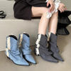 Chelsea Denim Fur Boots Women Boots Botas Vaqueras Booties for Women