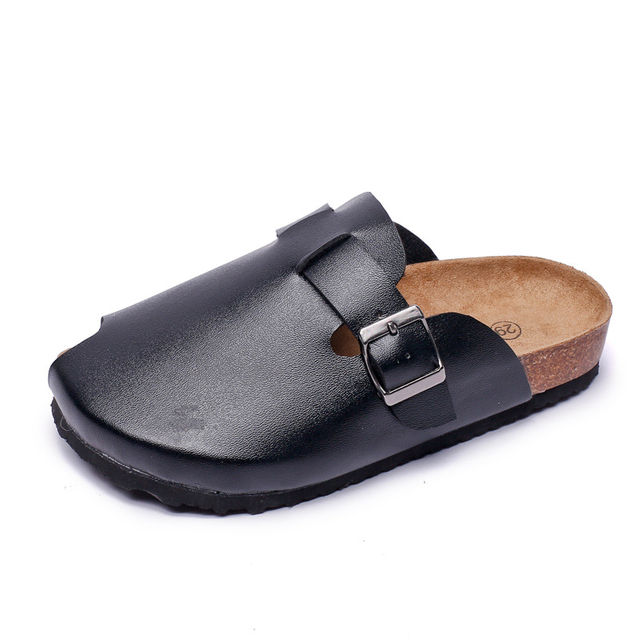 Summer Beach Cork Slippers Casual Leather Closed Toe Slides Baby Girls Kids Sandals Boys