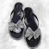 Fashion Women Rhinestone Diamond Shiny Bling Summer Soft Flat Slipper Butterfly Knot Bow Tielady Slides Flip Flop Shoes