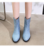 High Quality Ccowboy Jeans Ankle Booties Women Fashion Denim Boots Footwear