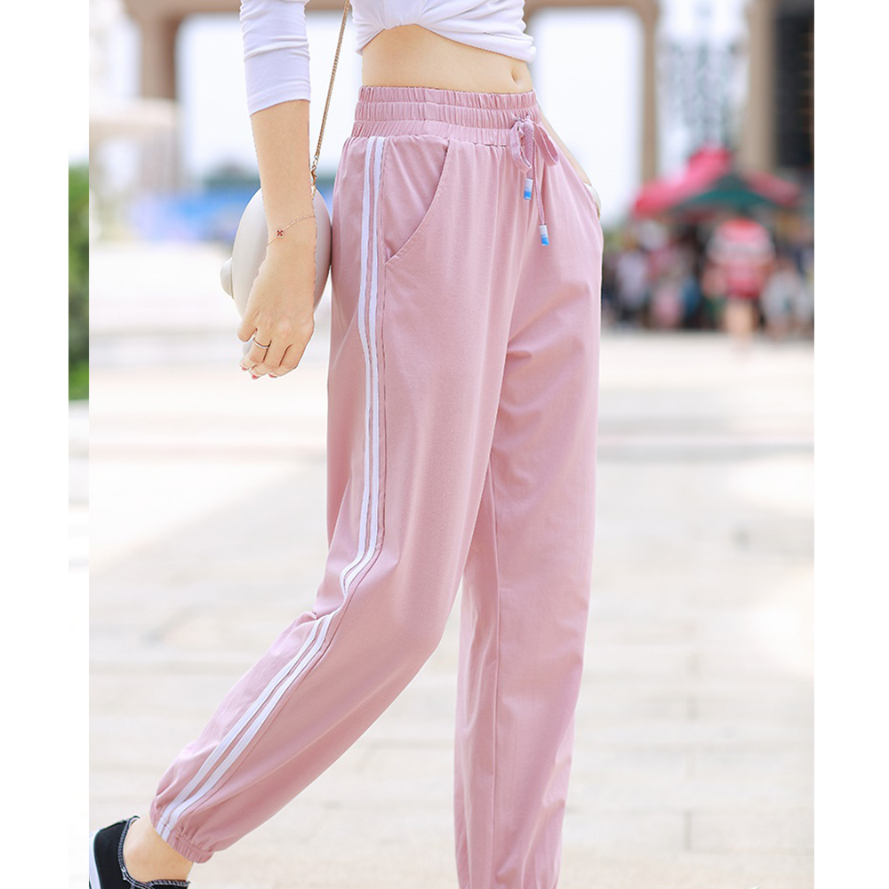 Casual Trousers Athletic Training Jogger Pants with Two Stripe Sweatpants Women
