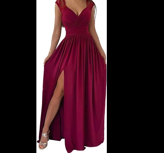Womens 2024 Formal Dresses Wrap V-Neck Ruched Sexy Bridesmaid Wedding Guest Maxi Dresses