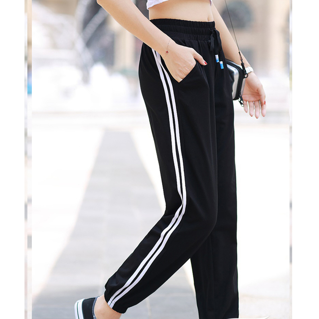 Casual Trousers Athletic Training Jogger Pants with Two Stripe Sweatpants Women