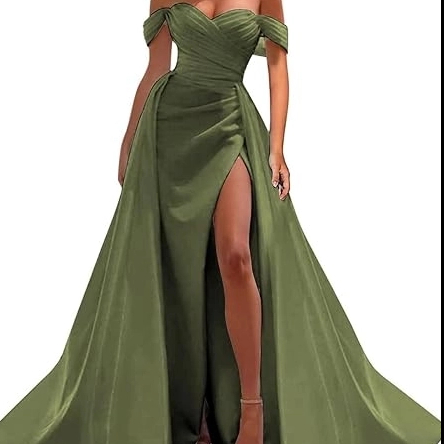 Off The Shoulder Prom Dresses Mermaid Ruched Split Ball Gowns for Women Formal Dress Long Satin