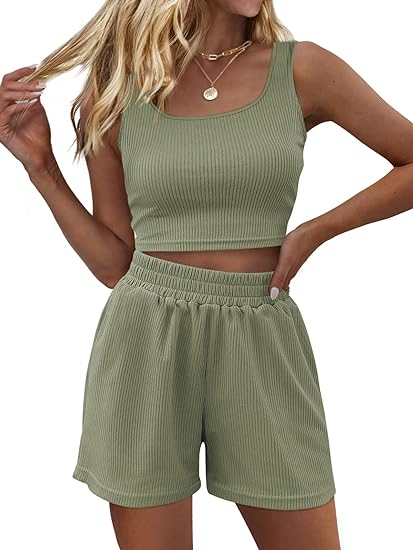 Two Piece Summer Outfits Women Shorts Sets