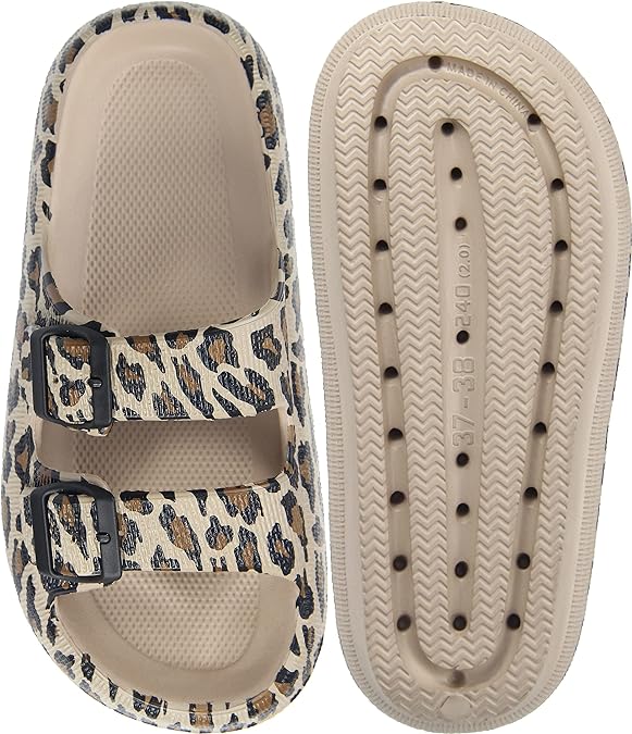Cloud Slides Slippers for Women Men Shower Sandals Non Slip Soft Sole Thick Foam Double Buckle Adjustable House Shoes
