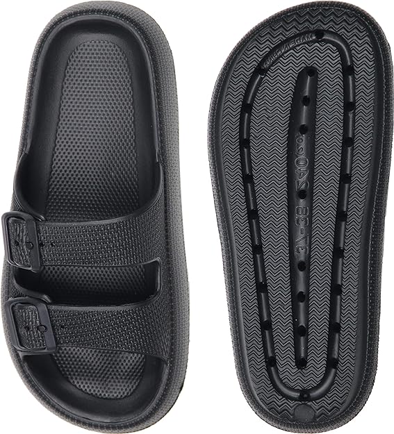 Pillow Slippers Double Buckle Adjustable Slides EVA Flat Sandals