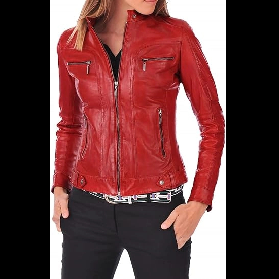 Women Leather Jacket - Zipper Closure Biker Lambskin Leather Jacket's For Girl