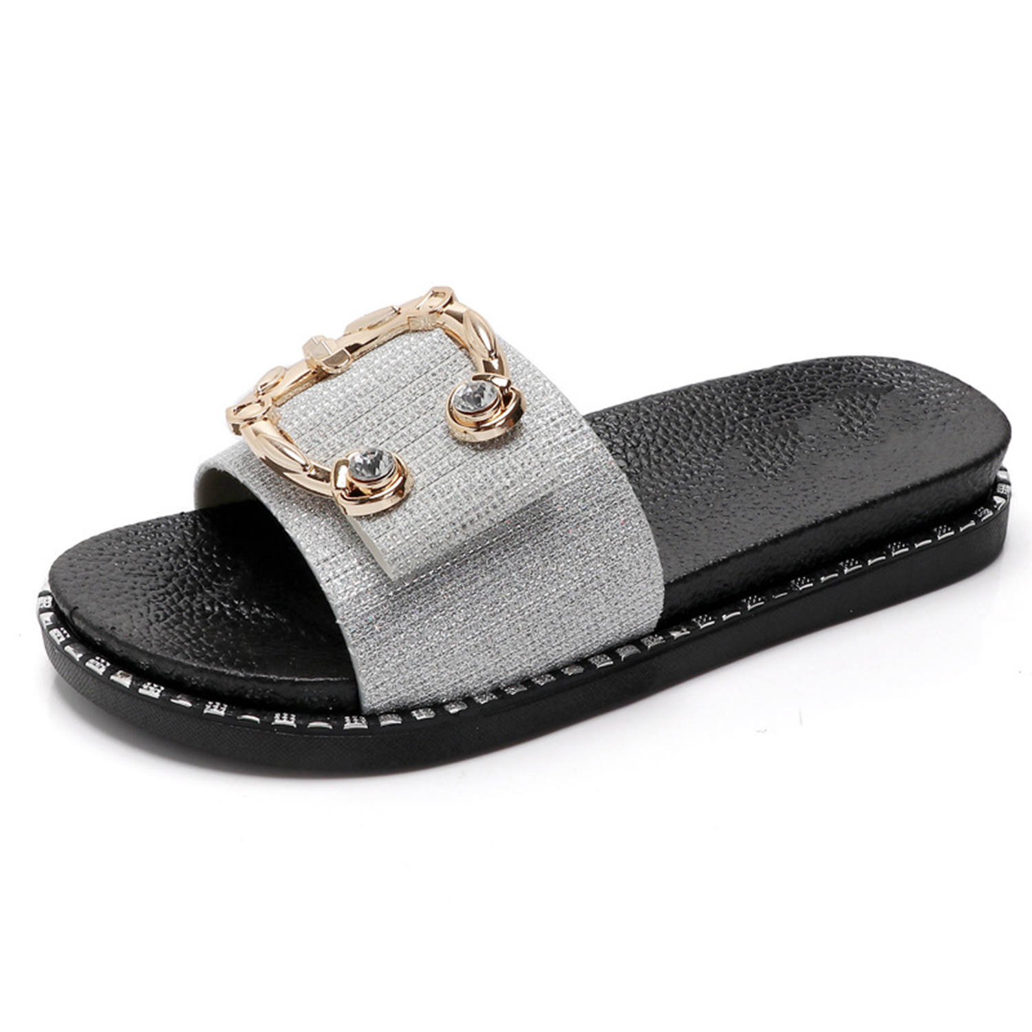 Luxury Summer Beach Shoes Leather Flat Sandals Slides Slippers For Women And Ladies