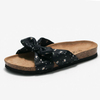 Ladies Fashion Trend Print Bow Beach Cork Slippers Breathable Cool Student Women Flat Sandals