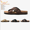 Men Cork Non-slip Sandals Cross Strap Male Fashion Beach Casual Shoes Summer Solid Color Flat Slippers for Men Rubber