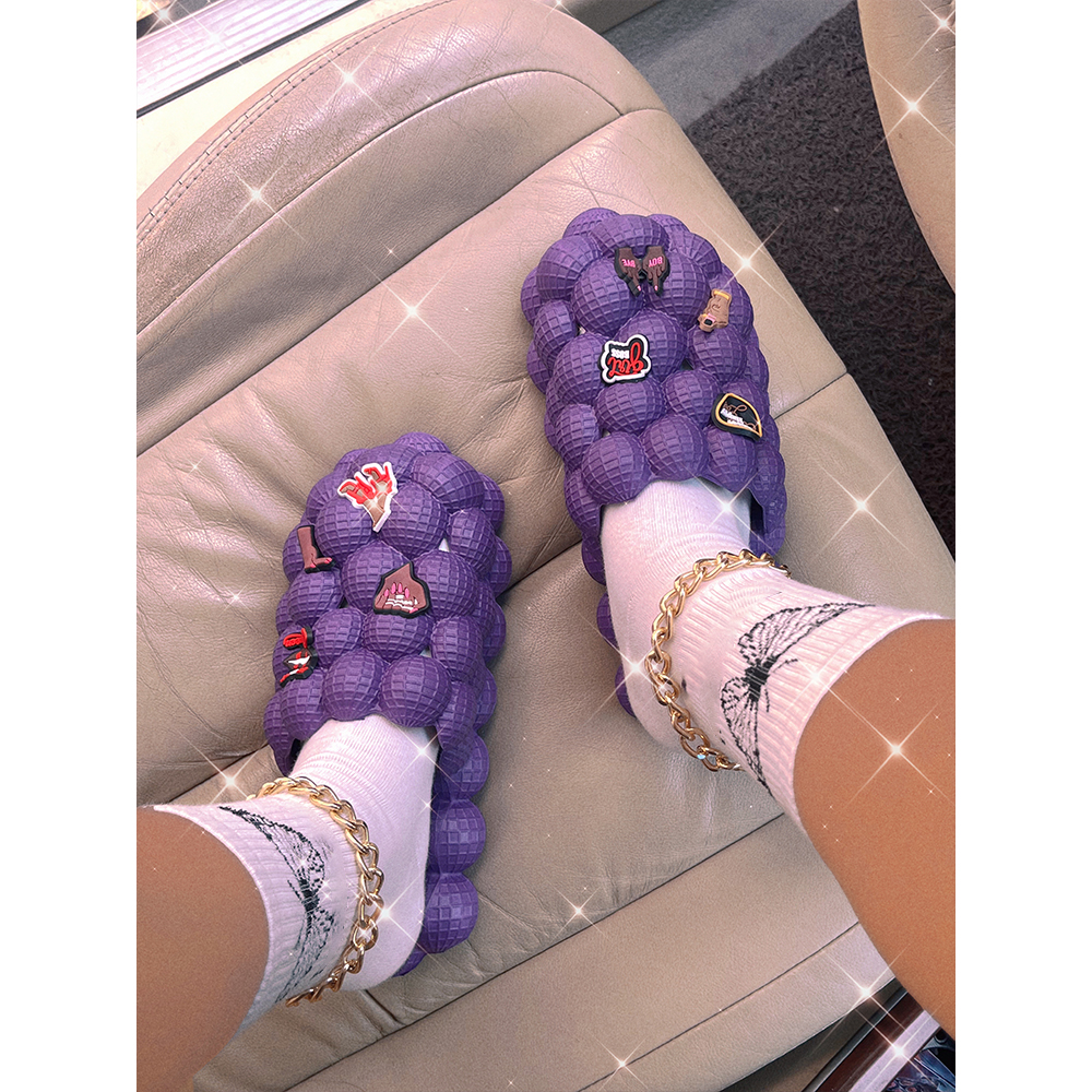 Summer Cloud Bubble Shoes Massage Bubble Slides With Charms For Women
