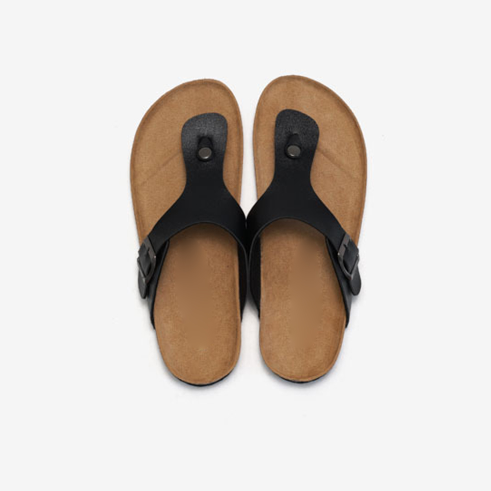 Popular Beach Slippers Ladies Casual Leather Cork Sandals Women Flip Flops