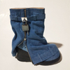 Fashion Designer Lock Platform Heels Denim Cowboy Female High Heel Boots for Women Botas De Caucho Shoes Woman Boot