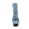 Lock Wedge Heel Platform Cowboy Botas Thigh Long Denim Chunky Fashion Wide Calf Boots for Women