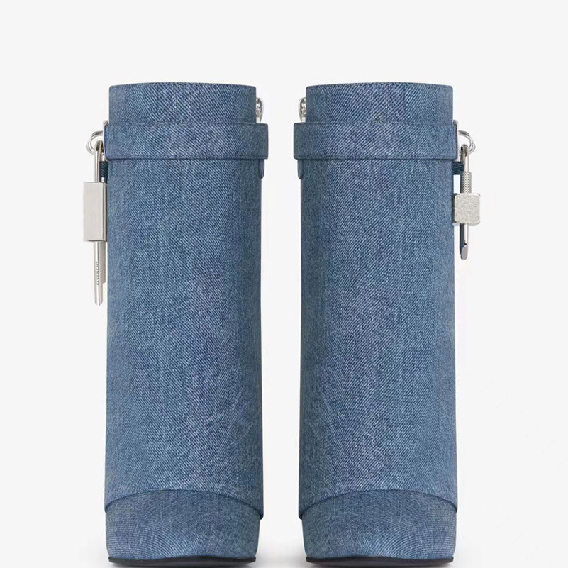 Design elegant solid denim cowboy wide calf lock decoration ladies winter botas dama long boots high boots women shoes knee