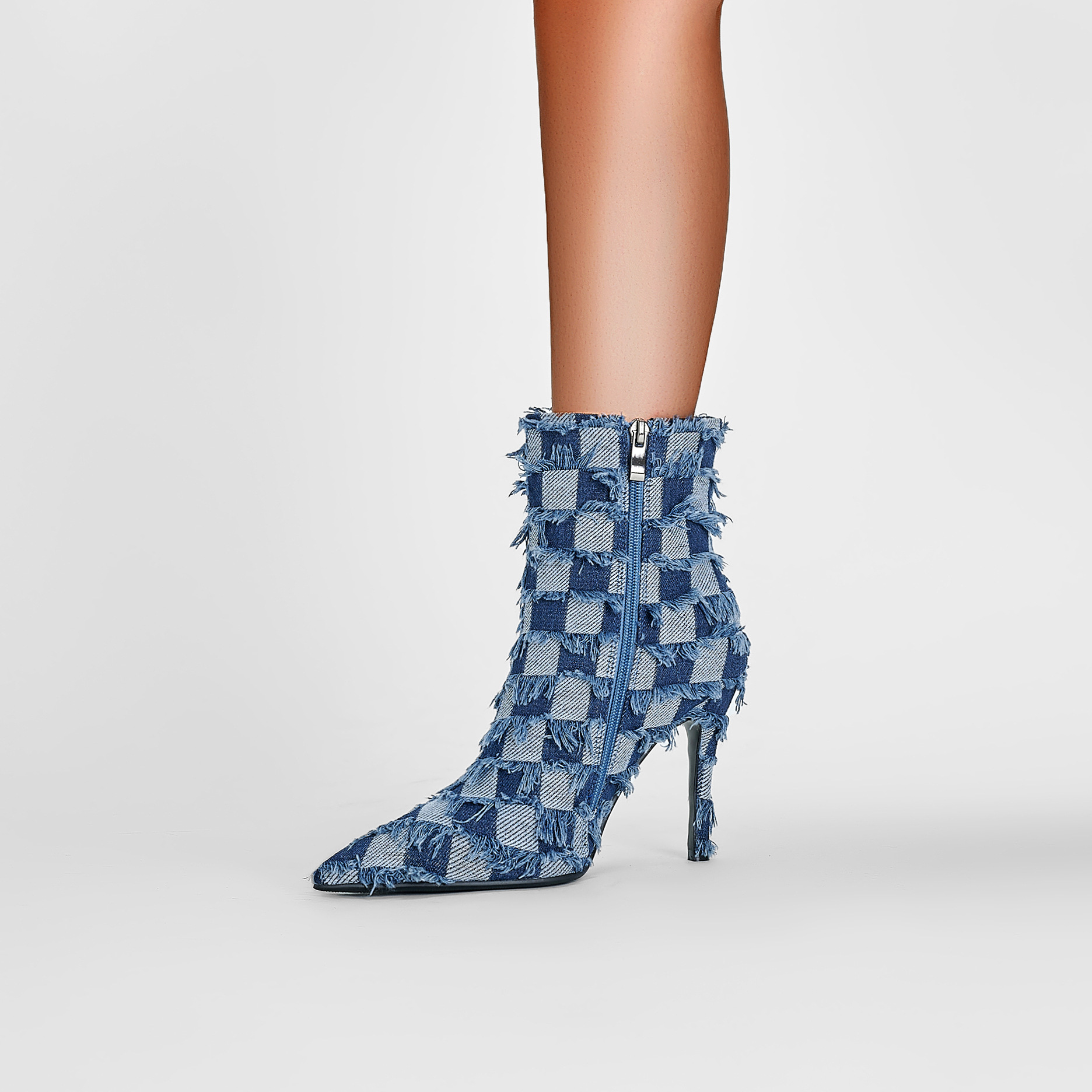 Denim Fur Boots Women Designer Boots Women Botas Para El Invierno Para Mujer Botas De Dama Heel Boots for Ladies