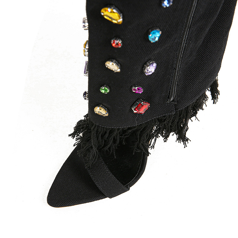 Colorful Diamonds Summer Denim Cowboy Boat Shoes Women Boots Botas De Mujer Ladies White Leather Martin Other Boots Women Shoes