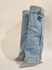 Fashion Ladies Chunky Heels Long Boots Wedge Heel Luxury Winter Round Toe Jean Denim Cowboy Boots Women Shoes Knee-high Winter
