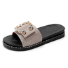 Luxury Summer Beach Shoes Leather Flat Sandals Slides Slippers For Women And Ladies
