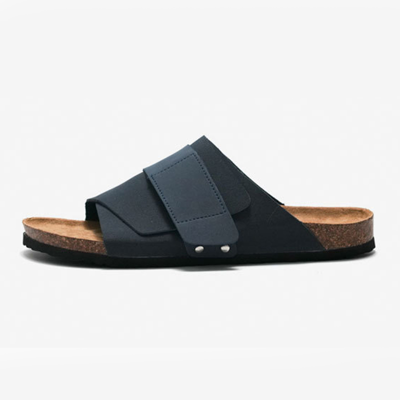 Adjustable Buckles Solid Color Cork Bottom Flat Sandals And Slippers