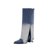 Denim cowboy luxury outdoor winter womens boots high heels boots 
