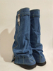 Denim high heel cowboy women boots 2023 knee-high botas de invierno para mujer hanger boots for ladies