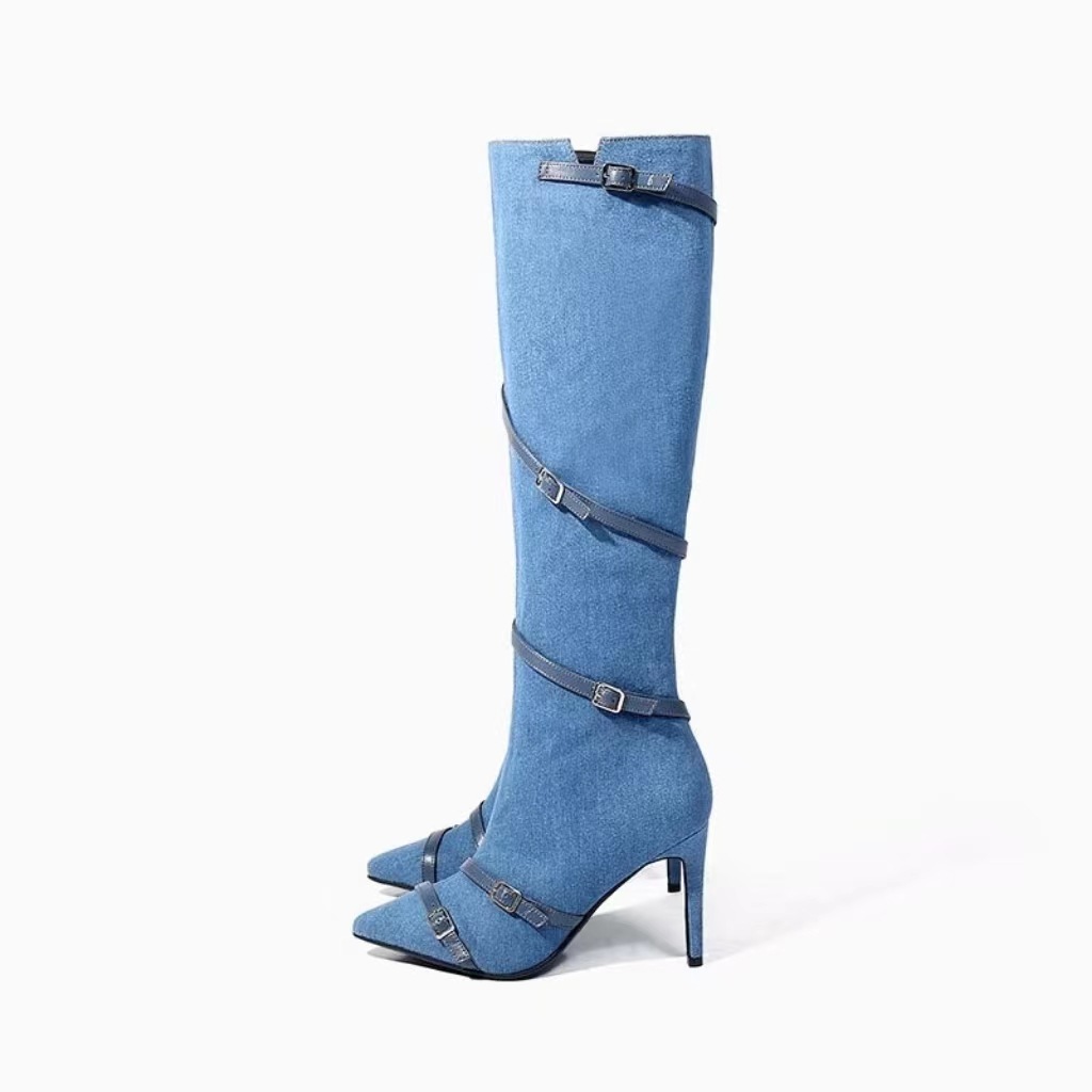 Cowboy Denim Boots Women Martin Botas Heel Boots Botas Vaqueras Women's Shoes Boots