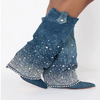 Denim Boots Women Shoes Knee-high Botas Femininas Cowboy Boots Botas Zapatos De Mujer Winter Boots for Men