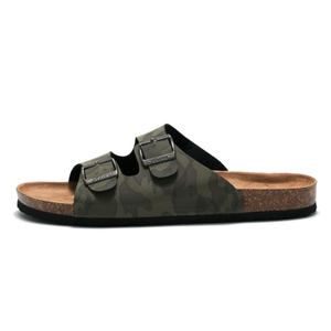 Print Design Upper With Cork Sole Slip-on Slides For Ladies And Men