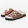 Autumn Winter New Fleece Slippers Women Cork Slippers Warm Men's Sandals Outdoor Suede Leather Double Buckled Open Toe Slippers