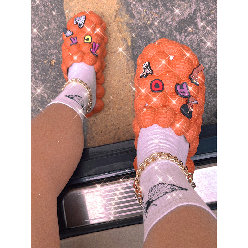 Custom Summer Women Bubble Slippers Sandals Ladies Massage Bubble Slides With Charms For Men Female