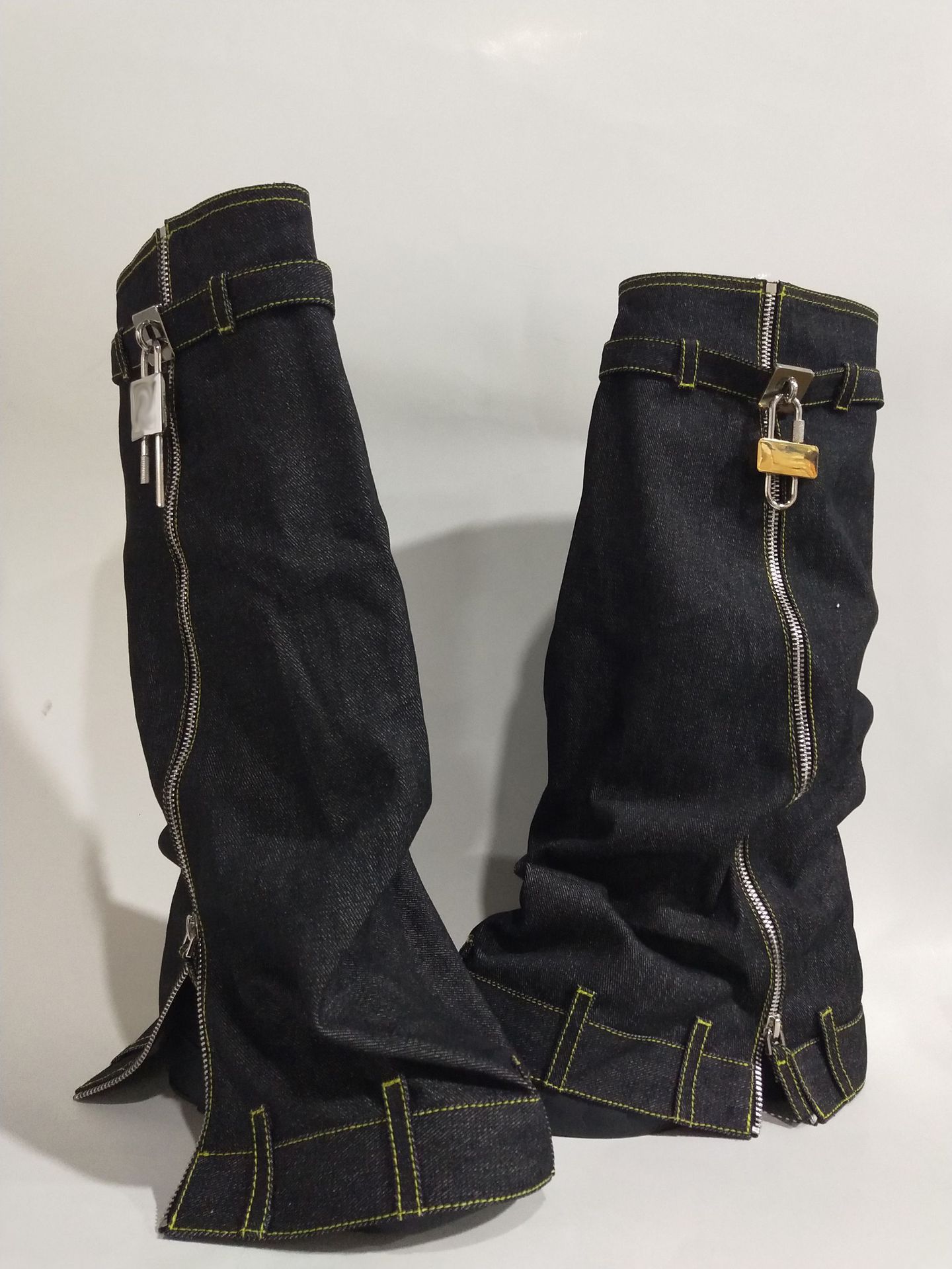 Denim high heel cowboy women boots 2023 knee-high botas de invierno para mujer hanger boots for ladies