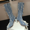 Denim Platform Boots Femme Shoes Women Winter Boots Cowboy Rubber Botas Femininas Thigh High Boots Women
