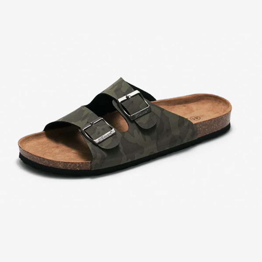Print Design Upper With Cork Sole Slip-on Slides For Ladies And Men