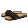 Fashion Solid Color Cork Bottom Beach Open Toe Strap Men's Summer Cork Leather Sole Slippers Sole Flat Sandals