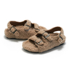 Winter Plush Kids Shoes Cork Sole Sandals Boys And Girls Wool Slippers Kids Home Shoes