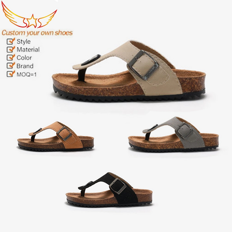 Wholesale Custom Flat Beach Kids Children Cork Flip Flops Flip-flops Slippers Sandals For Kids Girls