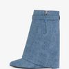 Design elegant solid denim cowboy wide calf lock decoration ladies winter botas dama long boots high boots women shoes knee
