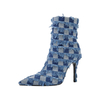 Denim Fur Boots Women Designer Boots Women Botas Para El Invierno Para Mujer Botas De Dama Heel Boots for Ladies
