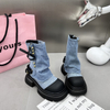 Custom Logo Denim Knee Boots Women's Customized boots for women