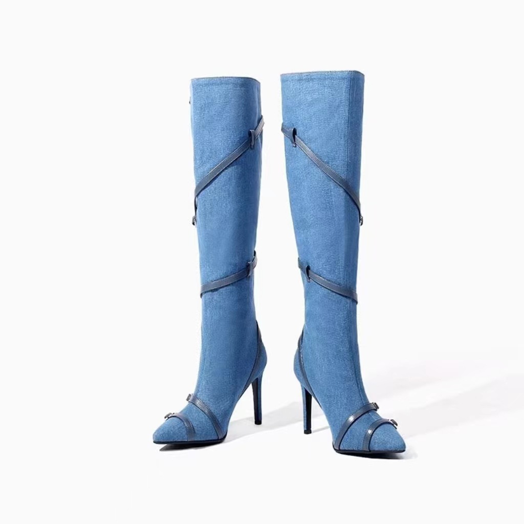 Cowboy Denim Boots Women Martin Botas Heel Boots Botas Vaqueras Women's Shoes Boots