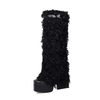Denim Cowboy Motorcycle Botas Altas Hasta El Muslo Leather Boots Mujer Women Fur Boots Knee-high