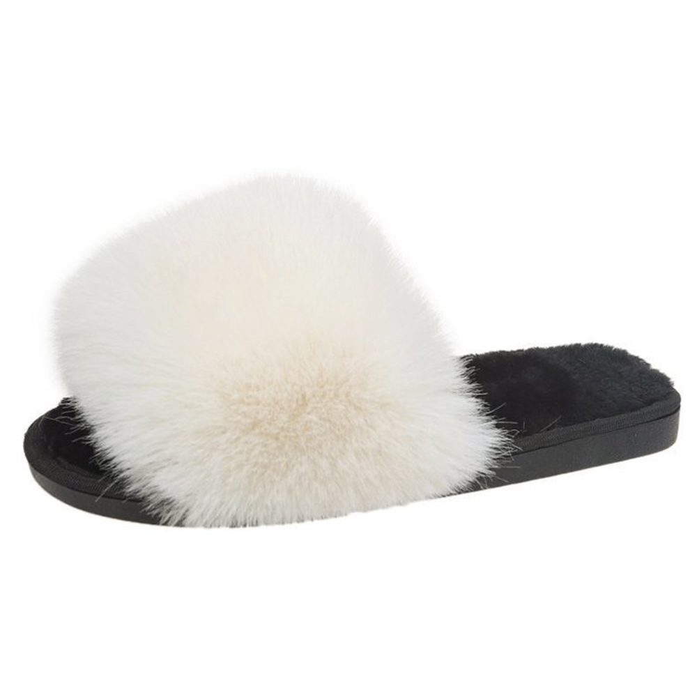 New Arrival High Quality PVC Sole Real Fox Fur Slippers Soft Fur Slides