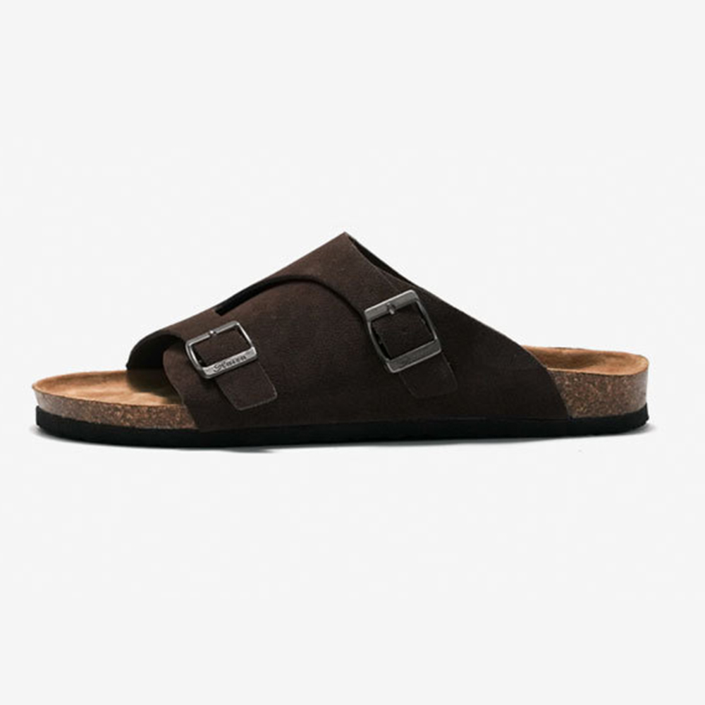 Beach Metal Buckle Orthotic Flat Casual Cork Sole Sandals Slippers