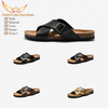 Beach Cross Band Causal Buckle Strap Flats Slippers Men's Sandals For Indoor Outdoor Cork Slides