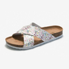 Women's Cork Slippers Cross Strap Breathable Light Flat Sandals Floral Design China Slippers