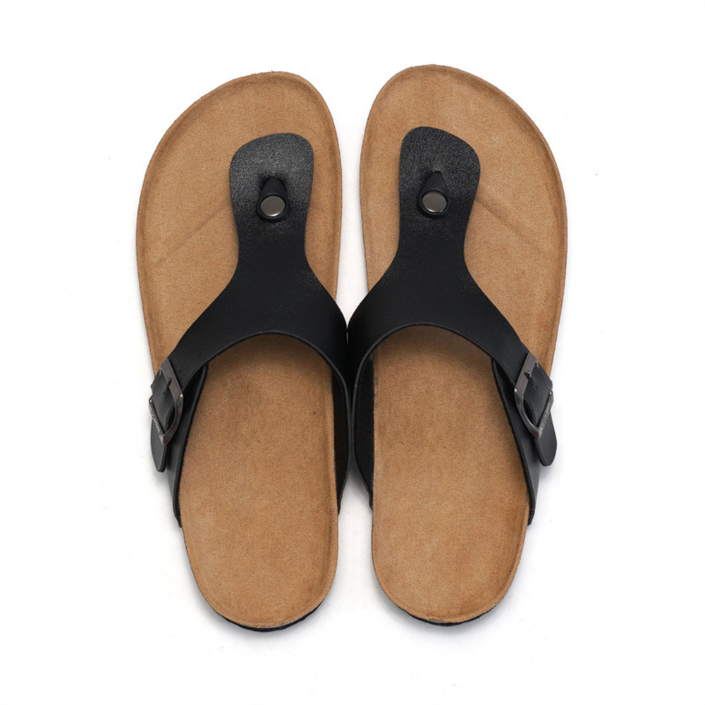 Popular Beach Slippers Ladies Casual Leather Cork Sandals Women Flip Flops